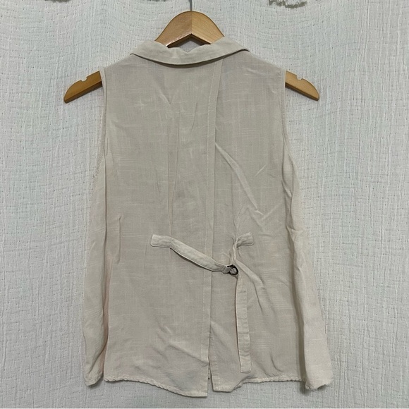 Doe + Rae Sand Tan Sleeveless Button Down Shirt size S - Picture 4 of 8
